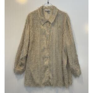 Liz & Me Gold Metallic Eyelash Shaggy Shirt Jacket Top Womens 3X (1641)